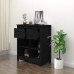 vidaXL Servantă, negru, 70x35x80 cm, lemn masiv de pin vidaXL Servantă, negru, 70x35x80 cm, lemn masiv de pin