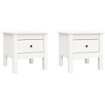 vidaXL Mese laterale, 2 buc., alb, 40x40x39 cm, lemn masiv de pin