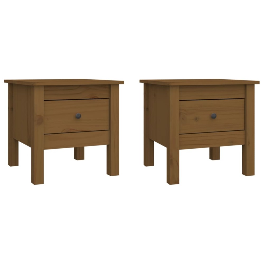 vidaXL Mese laterale 2 buc. maro miere 40x40x39 cm lemn masiv de pin