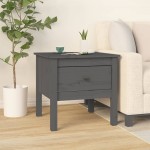 vidaXL Mese laterale, 2 buc., gri, 50x50x49 cm, lemn masiv de pin