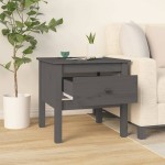vidaXL Mese laterale, 2 buc., gri, 50x50x49 cm, lemn masiv de pin