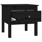 vidaXL Masă laterală, negru, 50x50x49 cm, lemn masiv de pin vidaXL Masă laterală, negru, 50x50x49 cm, lemn masiv de pin