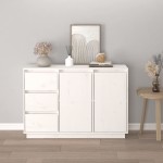 vidaXL Servantă, alb, 111x34x75 cm, lemn masiv de pin