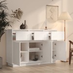 vidaXL Servantă, alb, 110x34x75 cm, lemn masiv de pin