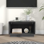 vidaXL Comodă TV, gri, 60x35x35 cm, lemn masiv de pin vidaXL Comodă TV, gri, 60x35x35 cm, lemn masiv de pin