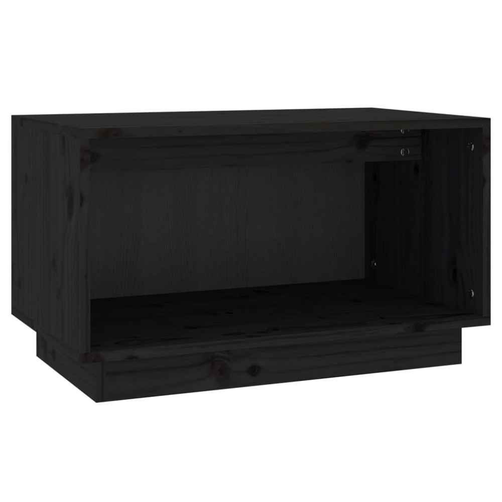 vidaXL Comodă TV, negru, 60x35x35 cm, lemn masiv de pin