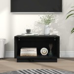 vidaXL Comodă TV, negru, 60x35x35 cm, lemn masiv de pin