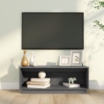 vidaXL Comodă TV, gri, 90x35x35 cm, lemn masiv de pin vidaXL Comodă TV, gri, 90x35x35 cm, lemn masiv de pin