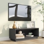 vidaXL Comodă TV, gri, 90x35x35 cm, lemn masiv de pin vidaXL Comodă TV, gri, 90x35x35 cm, lemn masiv de pin