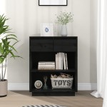 vidaXL Dulap consolă, negru, 60x34x75 cm, lemn masiv de pin vidaXL Dulap consolă, negru, 60x34x75 cm, lemn masiv de pin