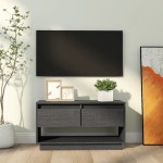 vidaXL Comodă TV, gri, 74x34x40 cm, lemn masiv de pin vidaXL Comodă TV, gri, 74x34x40 cm, lemn masiv de pin