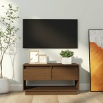 vidaXL Comodă TV, maro miere, 74x34x40 cm, lemn masiv de pin vidaXL Comodă TV, maro miere, 74x34x40 cm, lemn masiv de pin