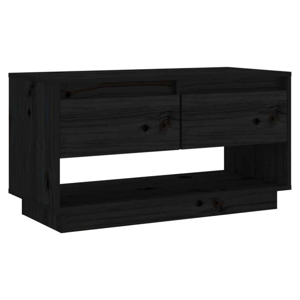 vidaXL Comodă TV, negru, 74x34x40 cm, lemn masiv de pin