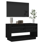 vidaXL Comodă TV, negru, 74x34x40 cm, lemn masiv de pin