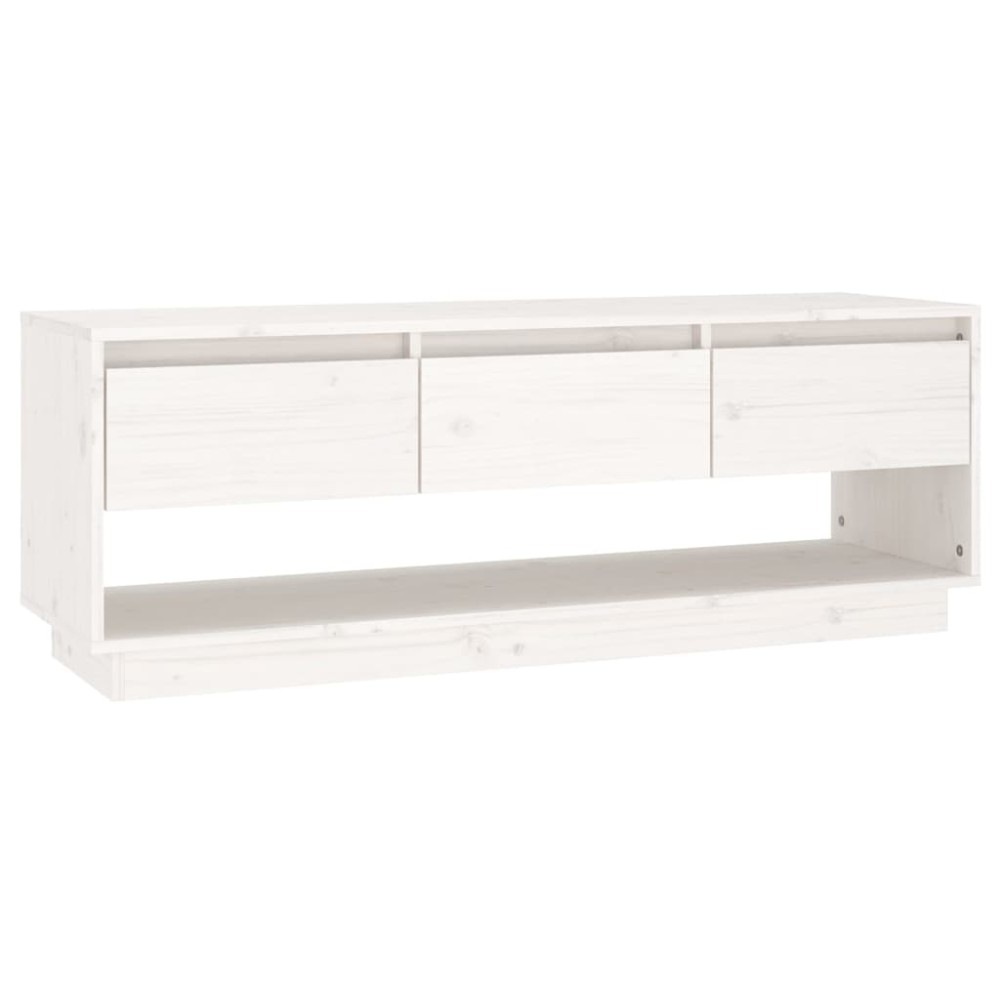 vidaXL Comodă TV, alb, 110,5x34x40 cm, lemn masiv de pin