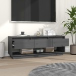 vidaXL Comodă TV, gri, 110,5x34x40 cm, lemn masiv de pin vidaXL Comodă TV, gri, 110,5x34x40 cm, lemn masiv de pin