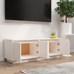 vidaXL Comodă TV, alb, 110x34x40 cm, lemn masiv de pin