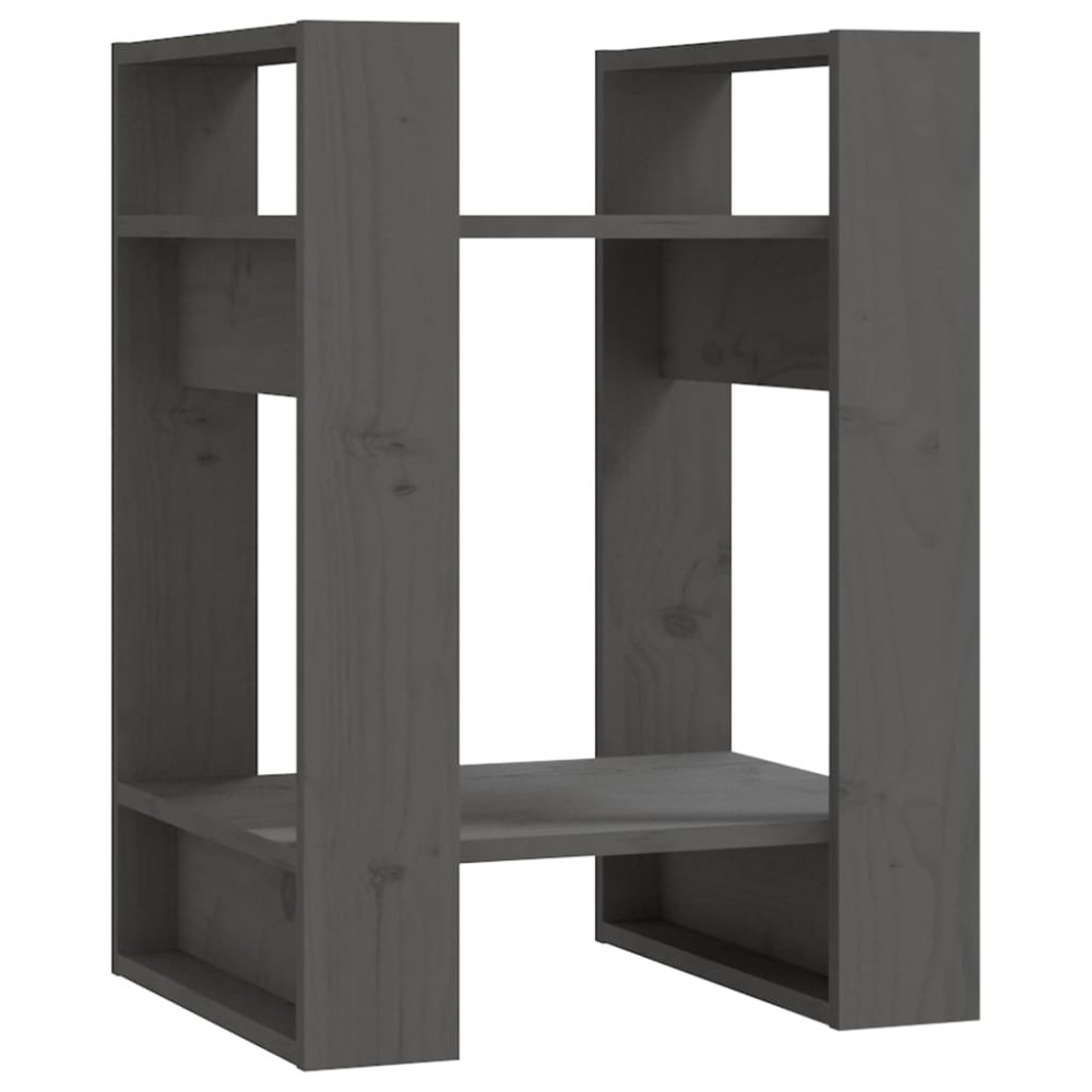 vidaXL Bibliotecă/Separator cameră, gri, 41x35x57 cm, lemn masiv pin