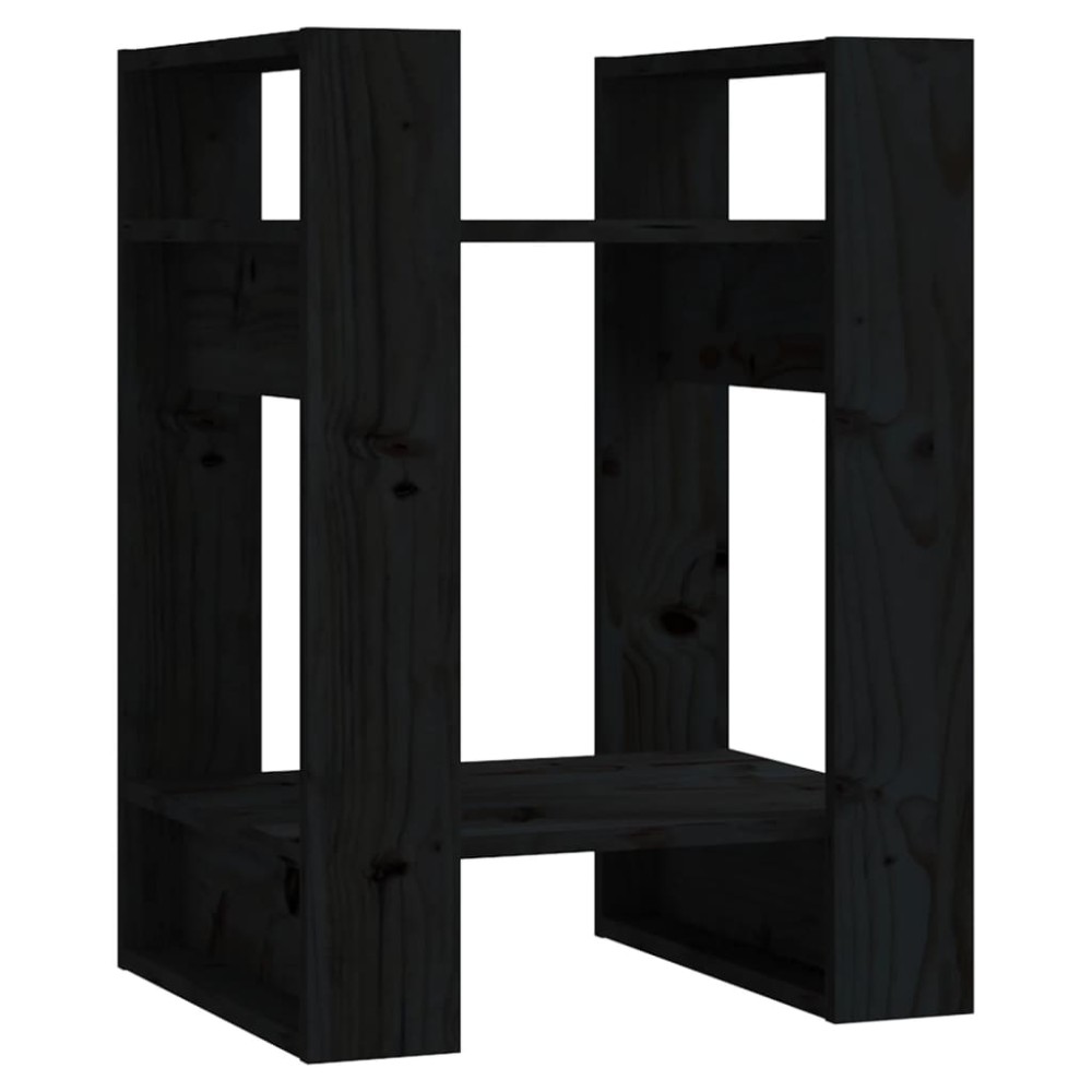 vidaXL Bibliotecă/Separator cameră negru 41x35x57 cm lemn masiv pin