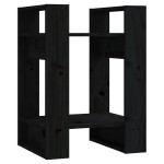 vidaXL Bibliotecă/Separator cameră negru 41x35x57 cm lemn masiv pin