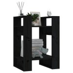 vidaXL Bibliotecă/Separator cameră negru 41x35x57 cm lemn masiv pin