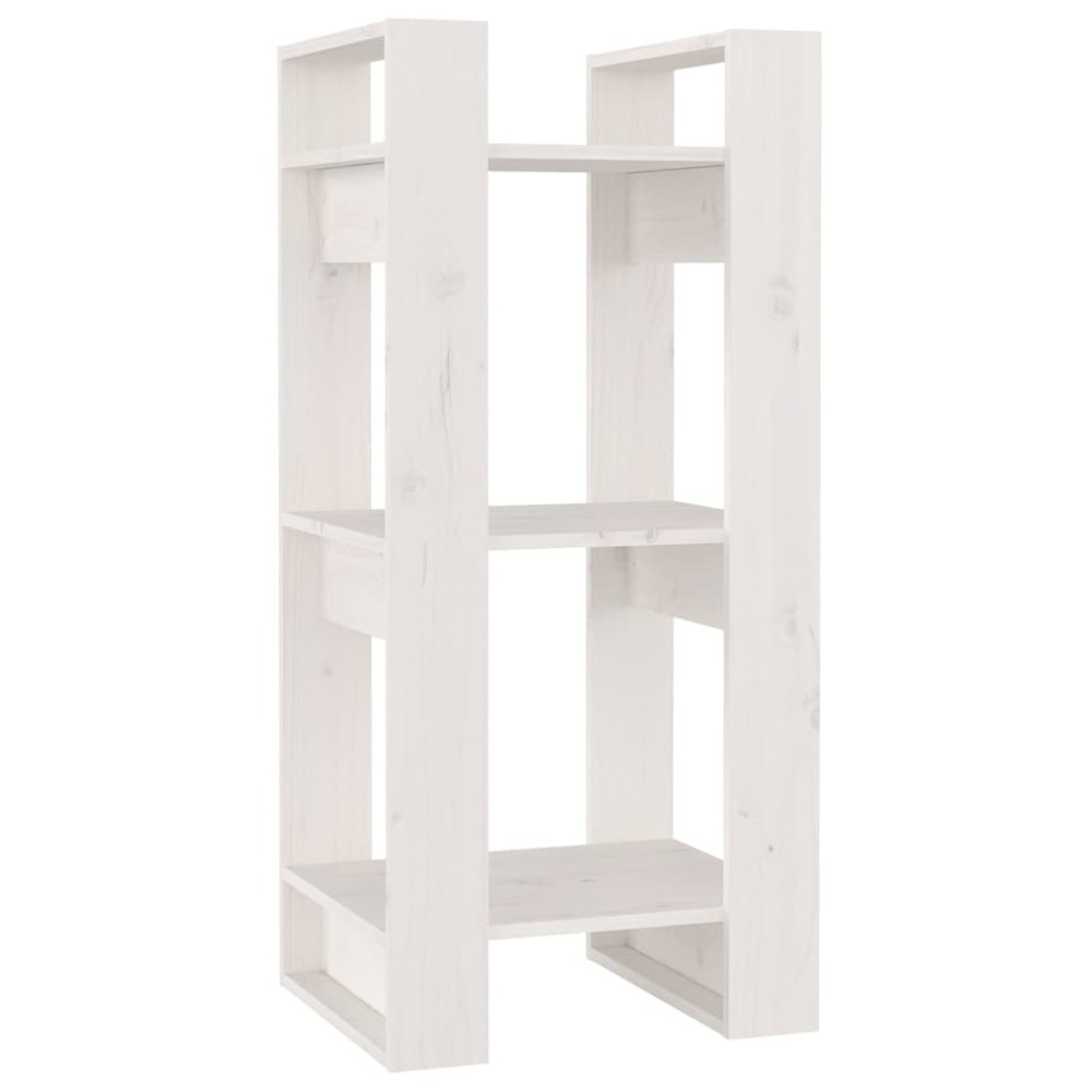 vidaXL Bibliotecă/Separator cameră, alb, 41x35x91 cm, lemn masiv pin