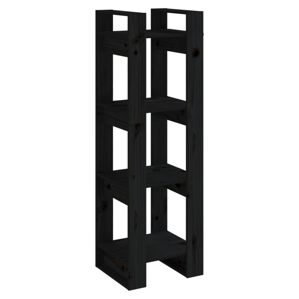 vidaXL Bibliotecă/Separator cameră negru 41x35x125 cm lemn masiv pin