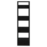 vidaXL Bibliotecă/Separator cameră negru 41x35x125 cm lemn masiv pin
