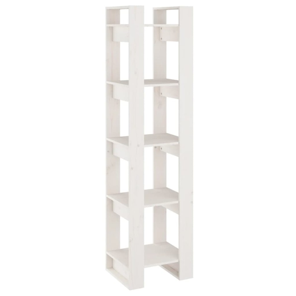 vidaXL Bibliotecă/Separator cameră, alb, 41x35x160 cm, lemn masiv pin
