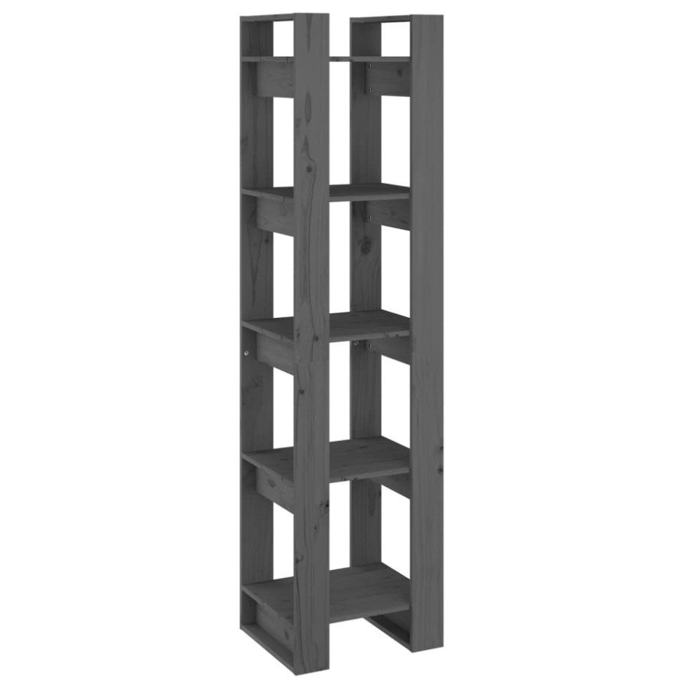 vidaXL Bibliotecă/Separator cameră, gri, 41x35x160 cm, lemn masiv pin