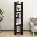 vidaXL Bibliotecă/Separator cameră negru 41x35x160 cm lemn masiv pin