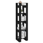 vidaXL Bibliotecă/Separator cameră negru 41x35x160 cm lemn masiv pin