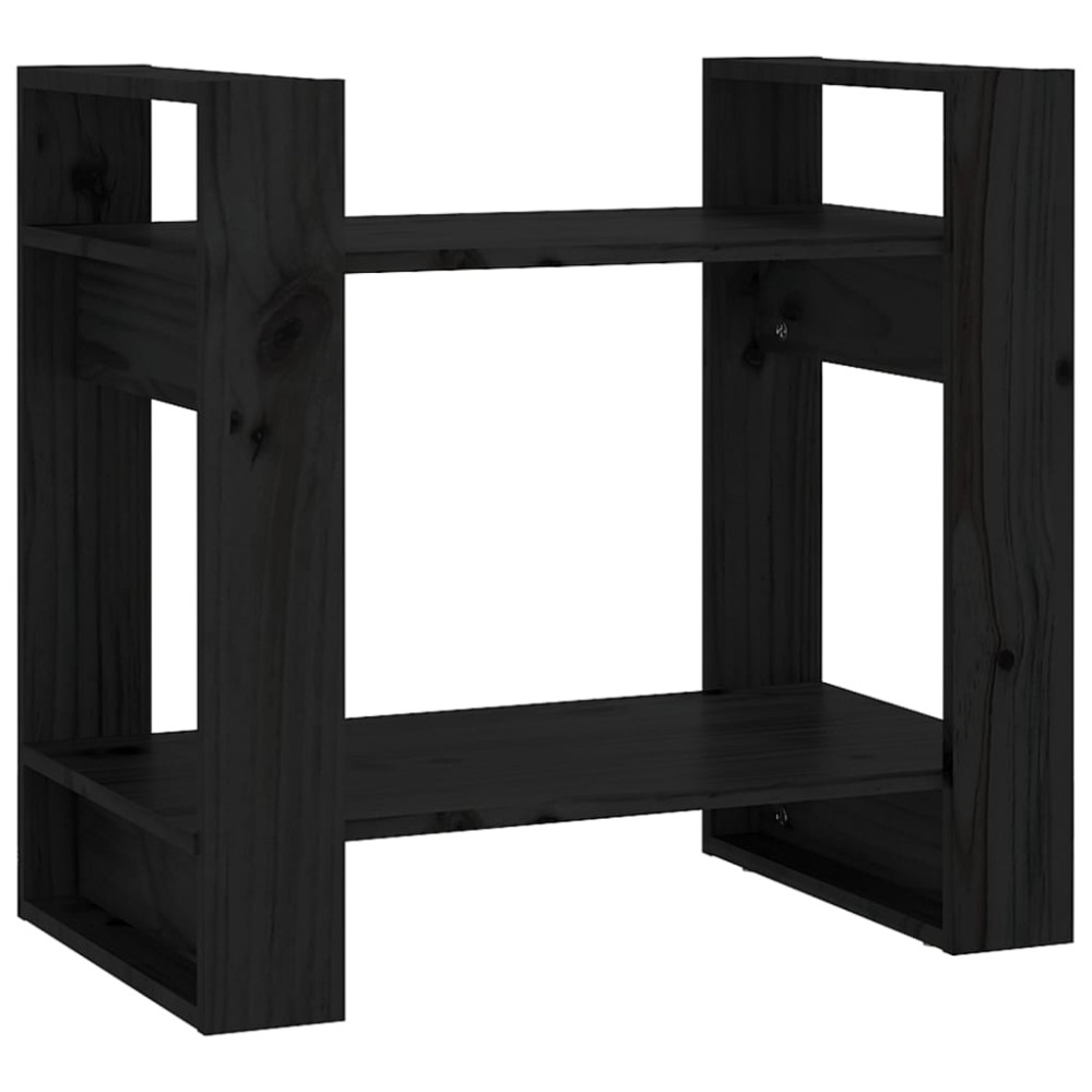 vidaXL Bibliotecă/Separator cameră negru 60x35x57 cm lemn masiv pin