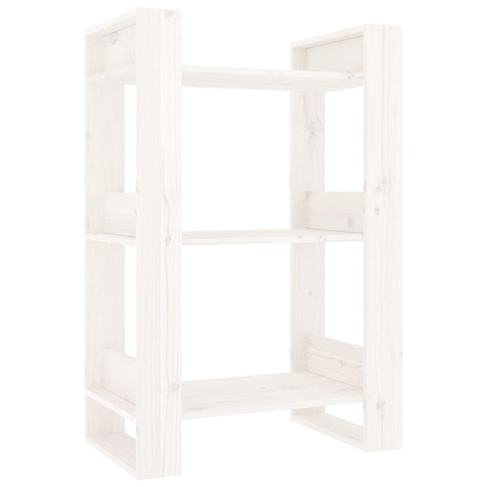vidaXL Bibliotecă/Separator cameră, alb,60x35x91 cm, lemn masiv pin