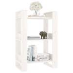 vidaXL Bibliotecă/Separator cameră, alb,60x35x91 cm, lemn masiv pin