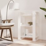 vidaXL Bibliotecă/Separator cameră, alb,60x35x91 cm, lemn masiv pin