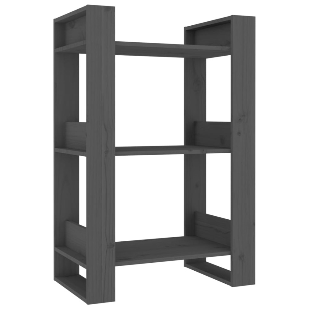vidaXL Bibliotecă/Separator cameră, gri, 60x35x91 cm, lemn masiv pin
