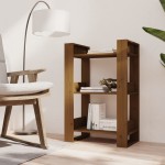 vidaXL Bibliotecă/Separator cameră, maro miere, 60x35x91 cm lemn pin vidaXL Bibliotecă/Separator cameră, maro miere, 60x35x91 cm lemn pin