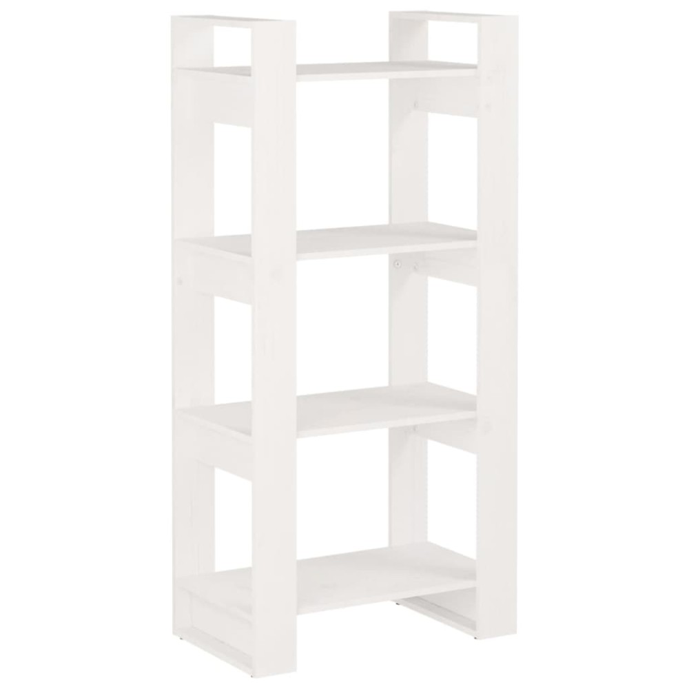 vidaXL Bibliotecă/Separator cameră,alb, 60x35x125 cm, lemn masiv pin