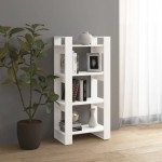 vidaXL Bibliotecă/Separator cameră,alb, 60x35x125 cm, lemn masiv pin vidaXL Bibliotecă/Separator cameră,alb, 60x35x125 cm, lemn masiv pin