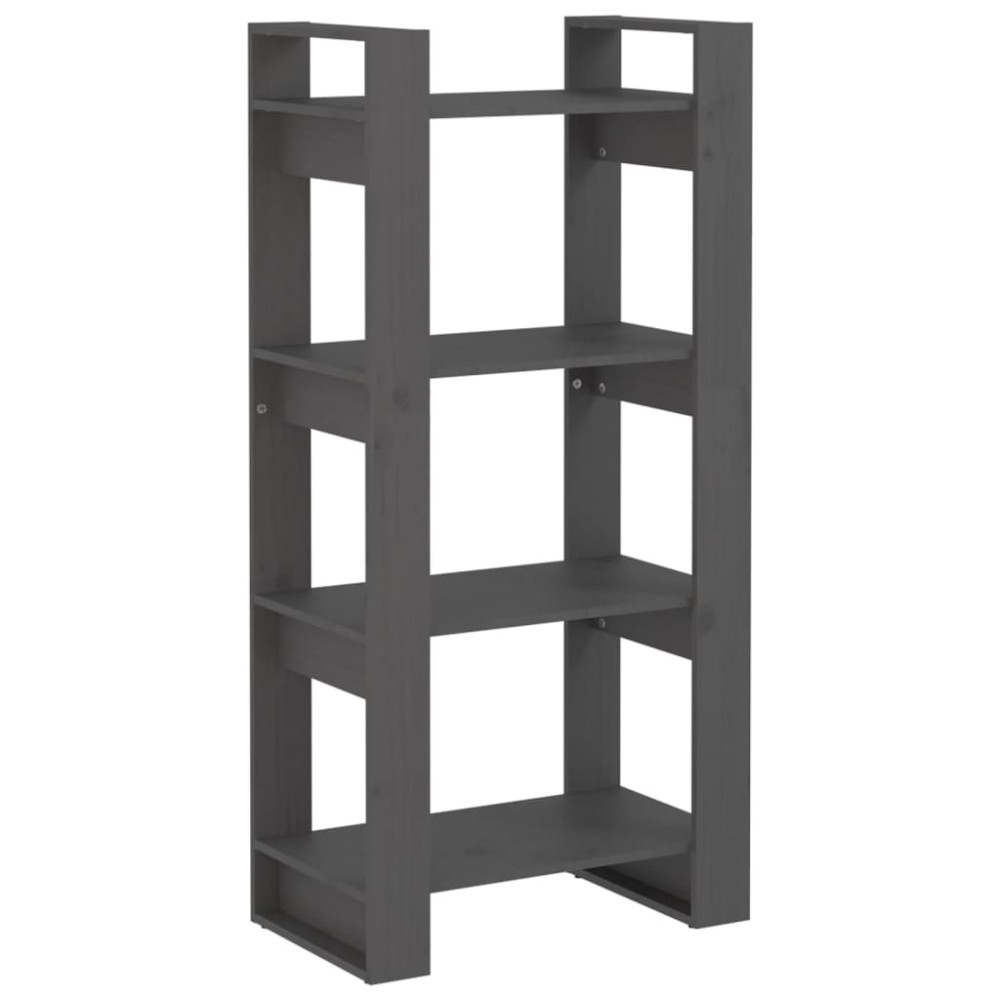 vidaXL Bibliotecă/Separator cameră,gri, 60x35x125 cm, lemn masiv pin