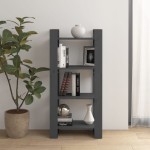 vidaXL Bibliotecă/Separator cameră,gri, 60x35x125 cm, lemn masiv pin vidaXL Bibliotecă/Separator cameră,gri, 60x35x125 cm, lemn masiv pin