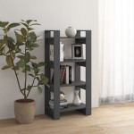 vidaXL Bibliotecă/Separator cameră,gri, 60x35x125 cm, lemn masiv pin vidaXL Bibliotecă/Separator cameră,gri, 60x35x125 cm, lemn masiv pin
