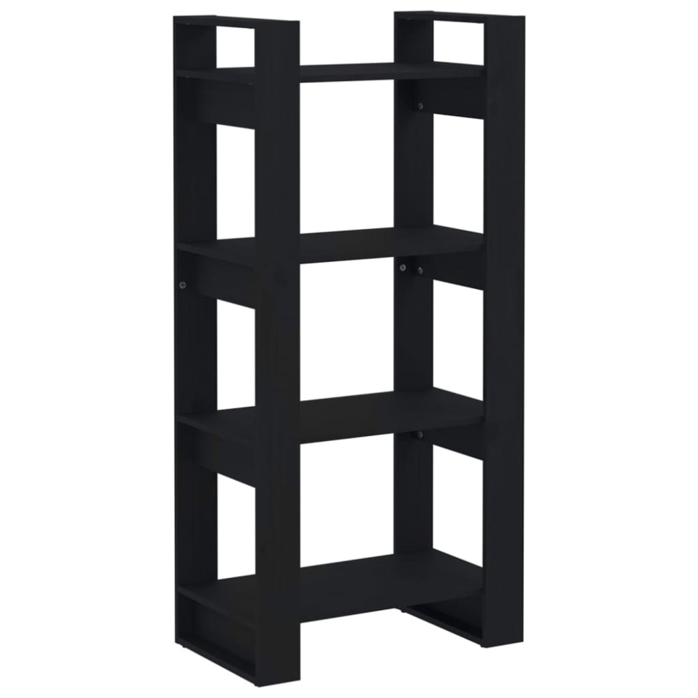 vidaXL Bibliotecă/Separator cameră,negru, 60x35x125 cm, lemn masiv pin