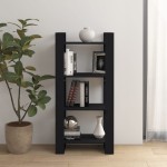 vidaXL Bibliotecă/Separator cameră,negru, 60x35x125 cm, lemn masiv pin vidaXL Bibliotecă/Separator cameră,negru, 60x35x125 cm, lemn masiv pin