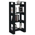 vidaXL Bibliotecă/Separator cameră,negru, 60x35x125 cm, lemn masiv pin vidaXL Bibliotecă/Separator cameră,negru, 60x35x125 cm, lemn masiv pin