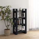 vidaXL Bibliotecă/Separator cameră,negru, 60x35x125 cm, lemn masiv pin vidaXL Bibliotecă/Separator cameră,negru, 60x35x125 cm, lemn masiv pin