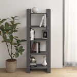 vidaXL Bibliotecă/Separator cameră, gri, 60x35x160 cm, lemn masiv vidaXL Bibliotecă/Separator cameră, gri, 60x35x160 cm, lemn masiv