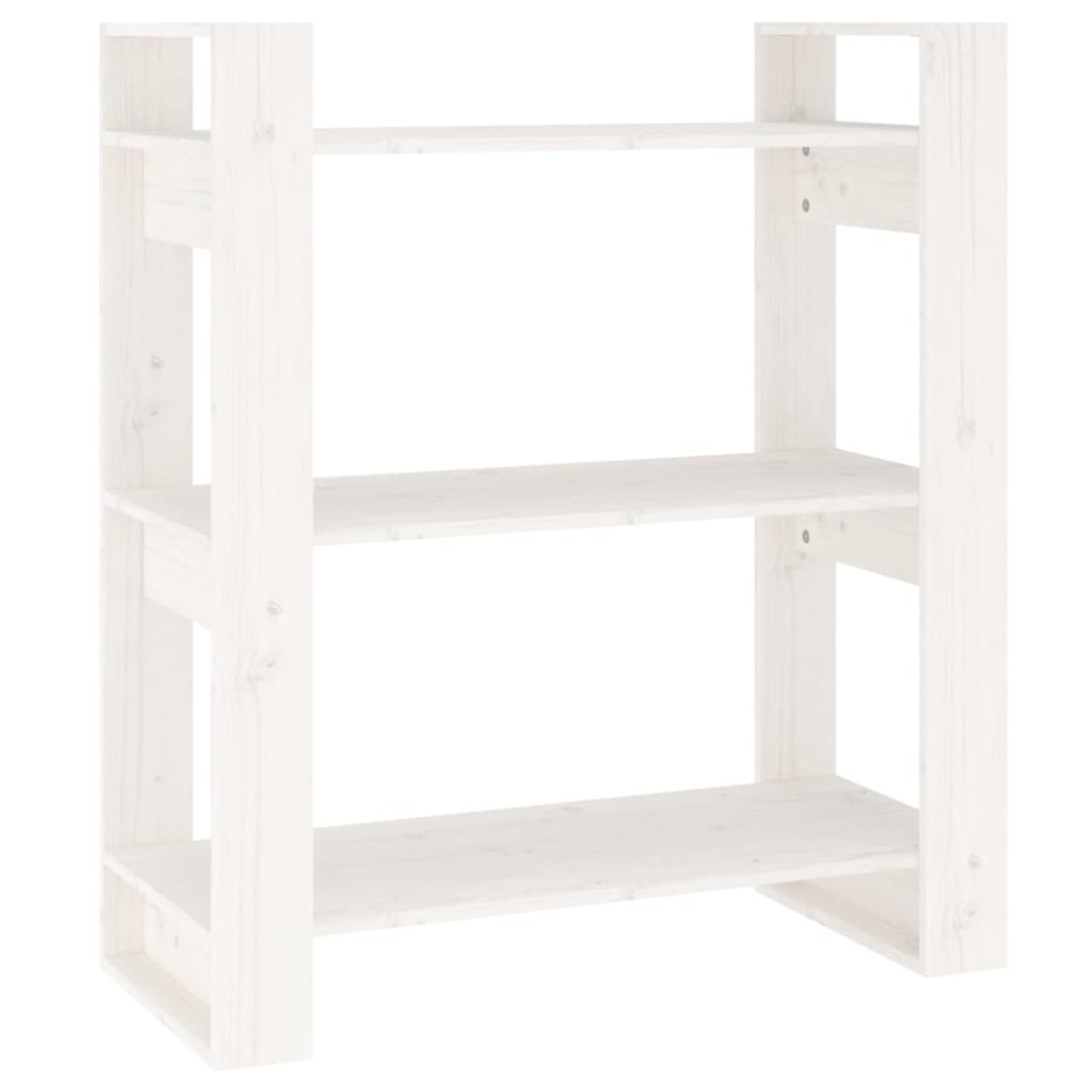vidaXL Bibliotecă/Separator cameră, alb, 80x35x91 cm, lemn masiv pin