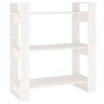 vidaXL Bibliotecă/Separator cameră, alb, 80x35x91 cm, lemn masiv pin